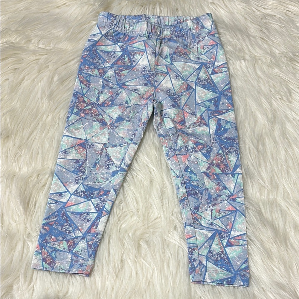 NEW In Packaging Lands End Girls Icy Crystal Geo Print Cotton Leggings XXS 2-3